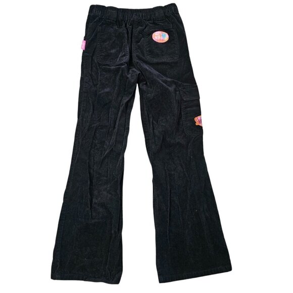 Girls Barbie Black Corduroy Cargo Wide Legged Jeans, Junior 160 - Picture 2 of 16